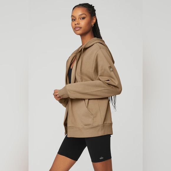 Alo Yoga Everyday Full Zip Hoodie Gravel Sz. M / L - Picture 4 of 9
